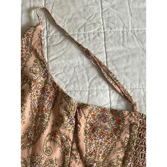 Old Navy peach paisley summer dress with adjustable straps size large 100% rayon - Picture 7 of 8